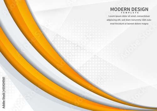 Abstract curve yellow and grey vibrant layer overlapping on white background.