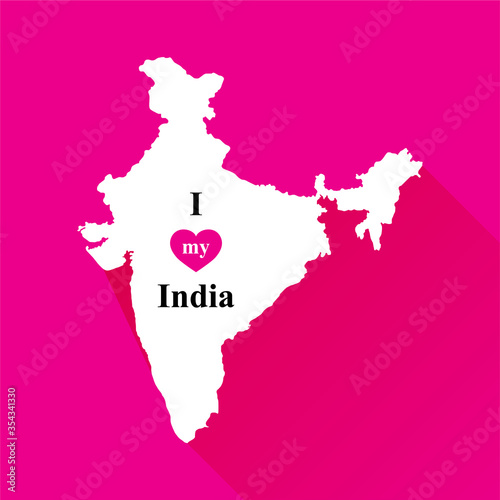 Patriotic Image of Indian Map. I Love my India typography. Vector Illustration.