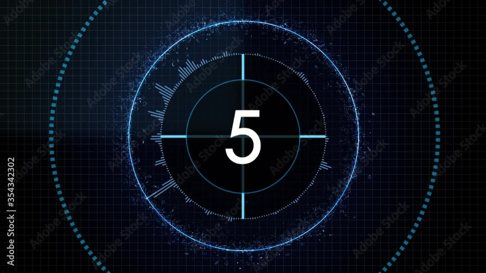 Countdown from 10 to 0. Animation.