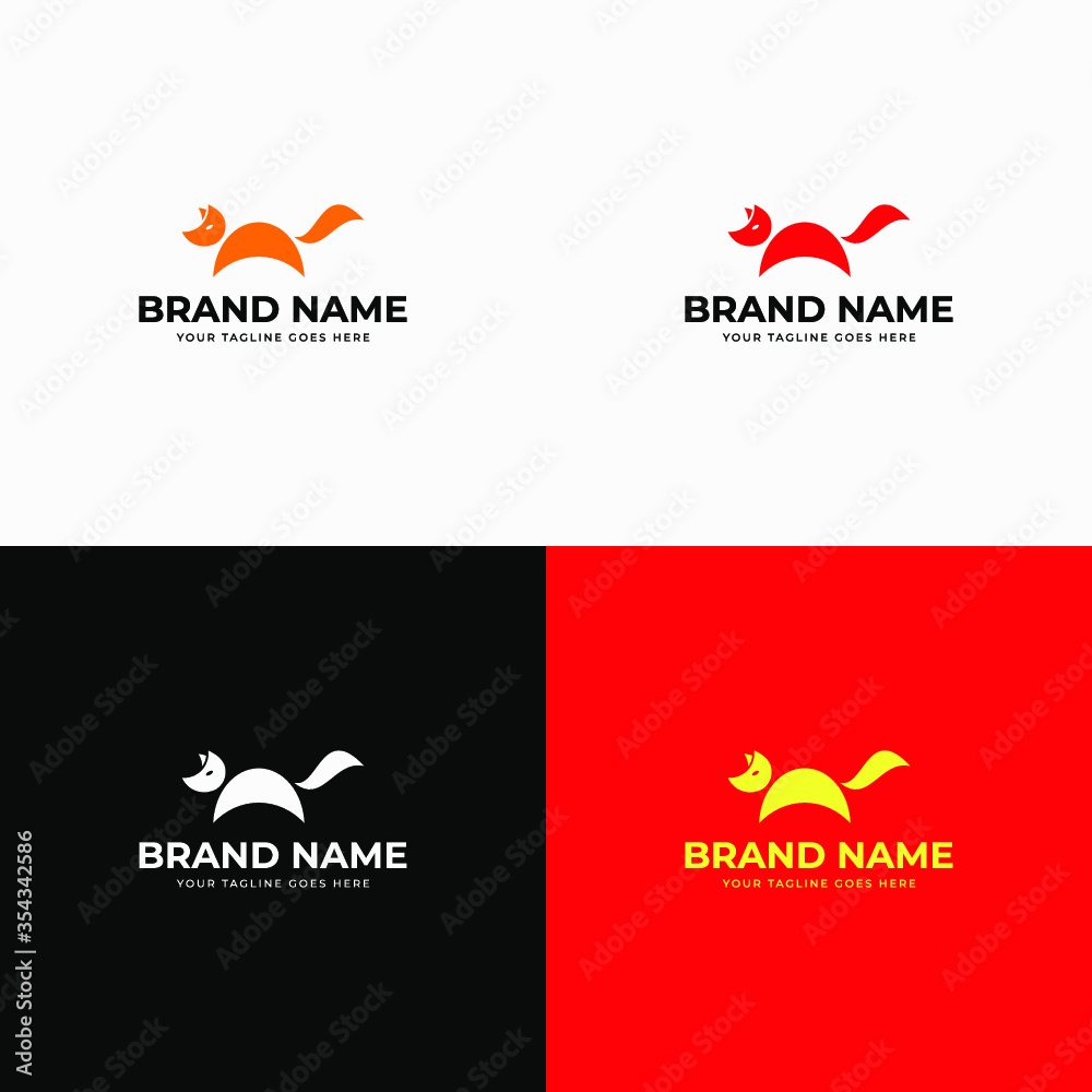 Creative funny fox logo design template vector illustration. Animal branding mark design for company or business startup.