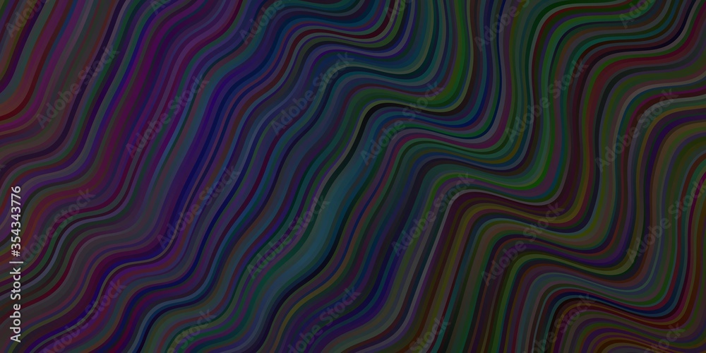 Dark Multicolor vector layout with curved lines.