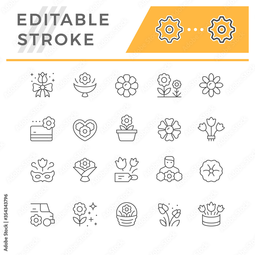 Set line icons of flower Set line icons of flower