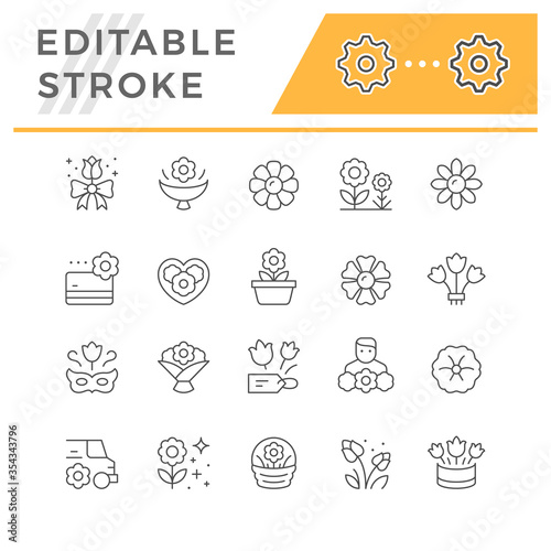 Set line icons of flower