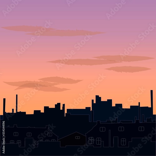 vector cityscape. sunrise over the city