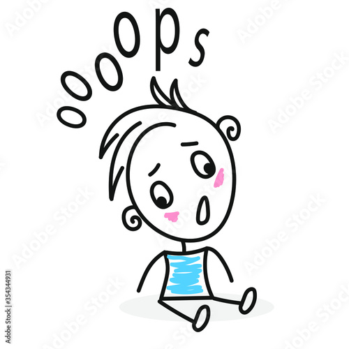 funny oops symbol, a man sitting on the floor with a dazed look