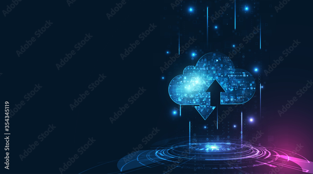 Cloud computing concept.Abstract cloud connection technology background. - obrazy, fototapety, plakaty 