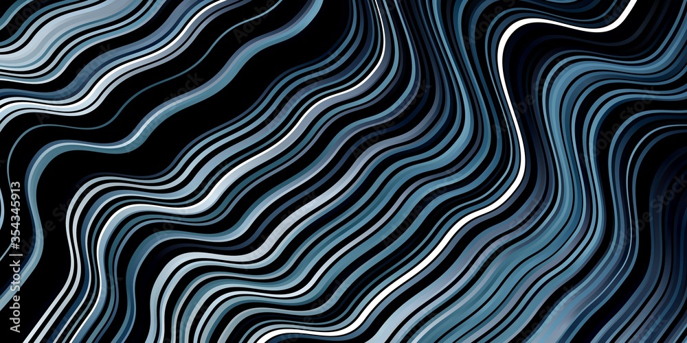 Fototapeta premium Dark BLUE vector backdrop with curves. Colorful illustration in circular style with lines. Pattern for ads, commercials.