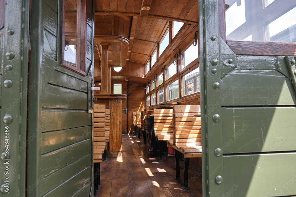 Interior of luxury old train carriage
