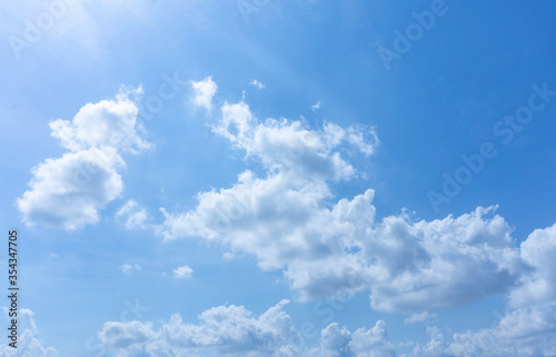 Blue sky and white clouds on sunny day copy space nature background