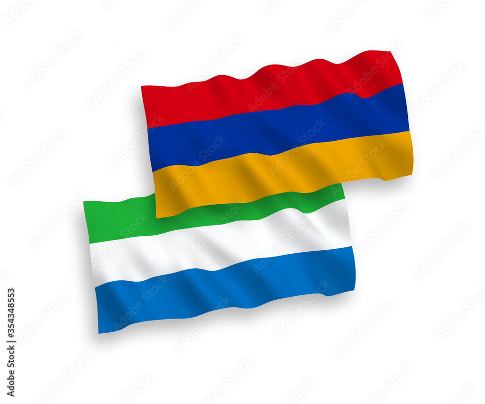 Fototapeta premium Flags of Armenia and Sierra Leone on a white background