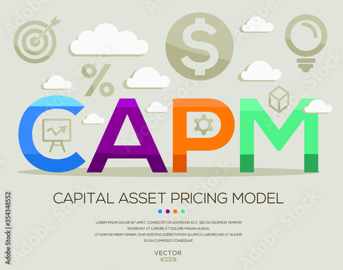 Capm (capital asset pricing model), letters and icons. Vector illustration.