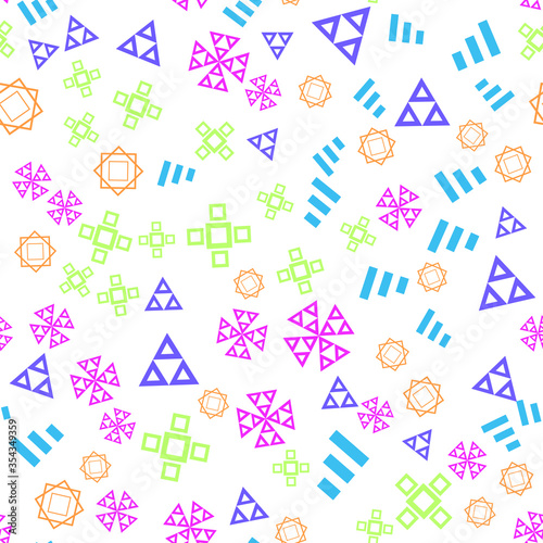 Colorful pattern with different shapes objects. Texture background for textile, print, paper, fabric background, wallpaper