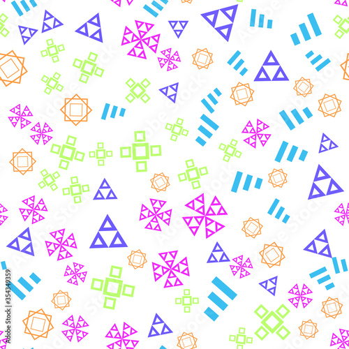 Colorful pattern with different shapes objects. Texture background for textile, print, paper, fabric background, wallpaper