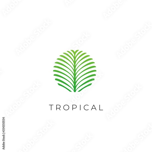 Tropical Palm Leaf Luxury Logo Design Icon Vector Illustration