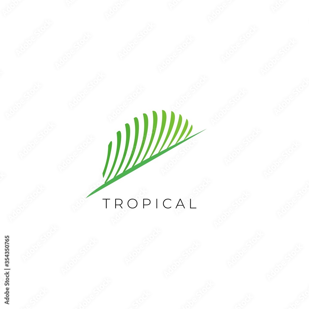 Tropical Palm Leaf Luxury Logo Design Icon Vector Illustration