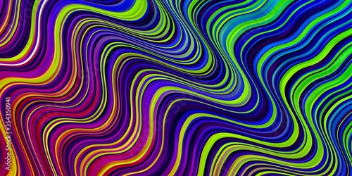 Dark Multicolor vector pattern with curves. Colorful abstract illustration with gradient curves. Design for your business promotion.