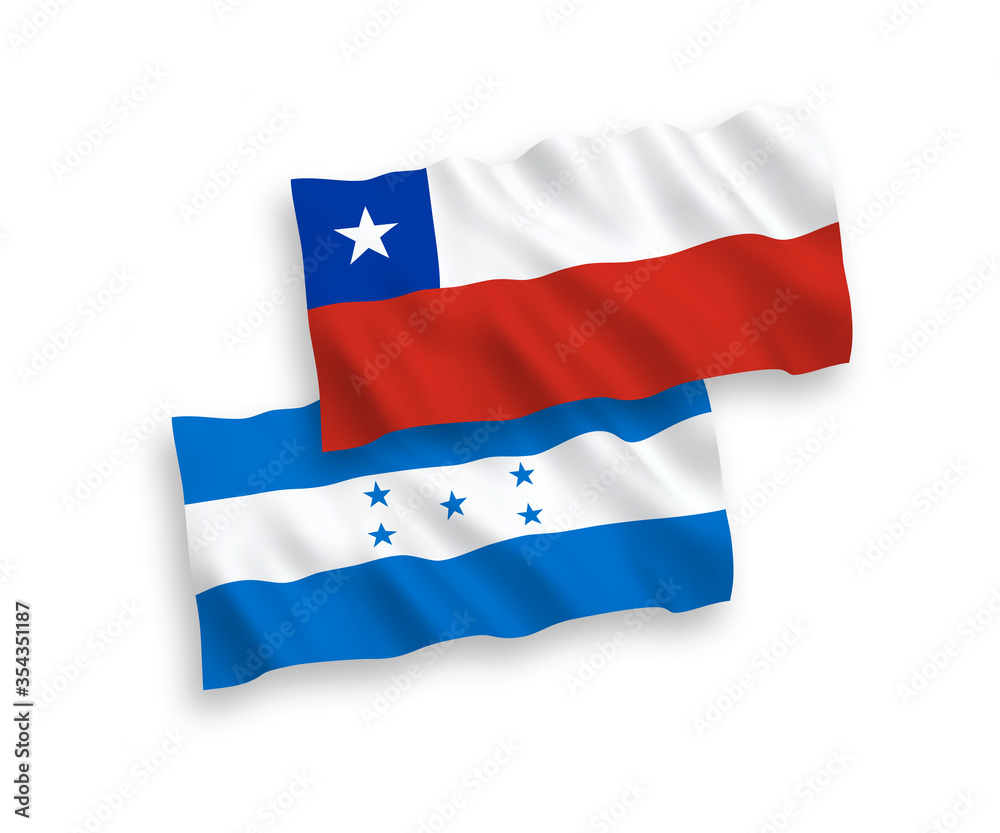 Flags of Chile and Honduras on a white background Flags of Chile and Honduras on a white background