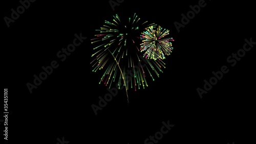 Fireworks on Deep Black Background Sky on Fireworks festival show 