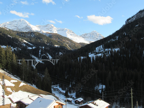 Langwies Aquaduct surrounded by the Swiss Alps photo