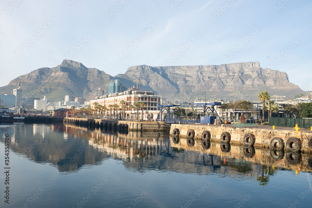 Harbour with table mountain in the background, Cape Town South Africa