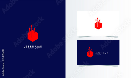 Box Arrow Logo Mark with business card template design for branding identity