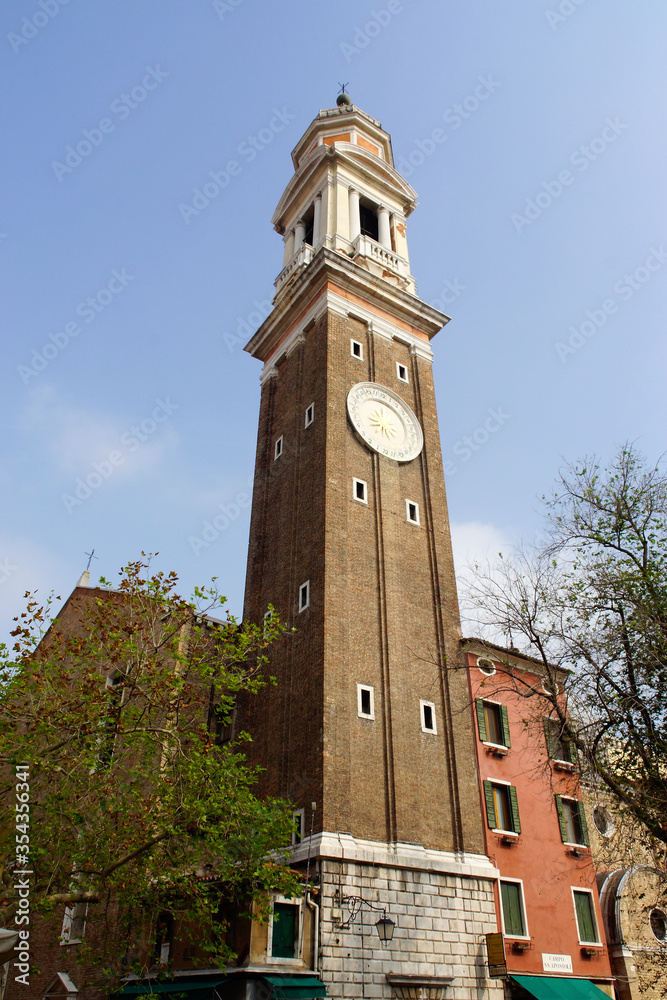 Venice (Italy). Bell tower of the Church of the Holy Apostle in the city of Venice