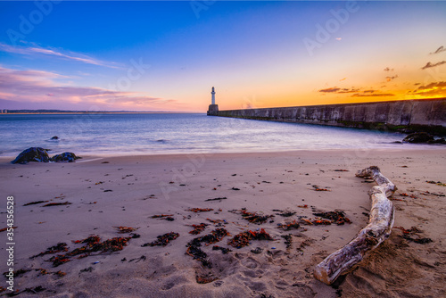 Aberdeen's harbour South Breakwater at sunrise 