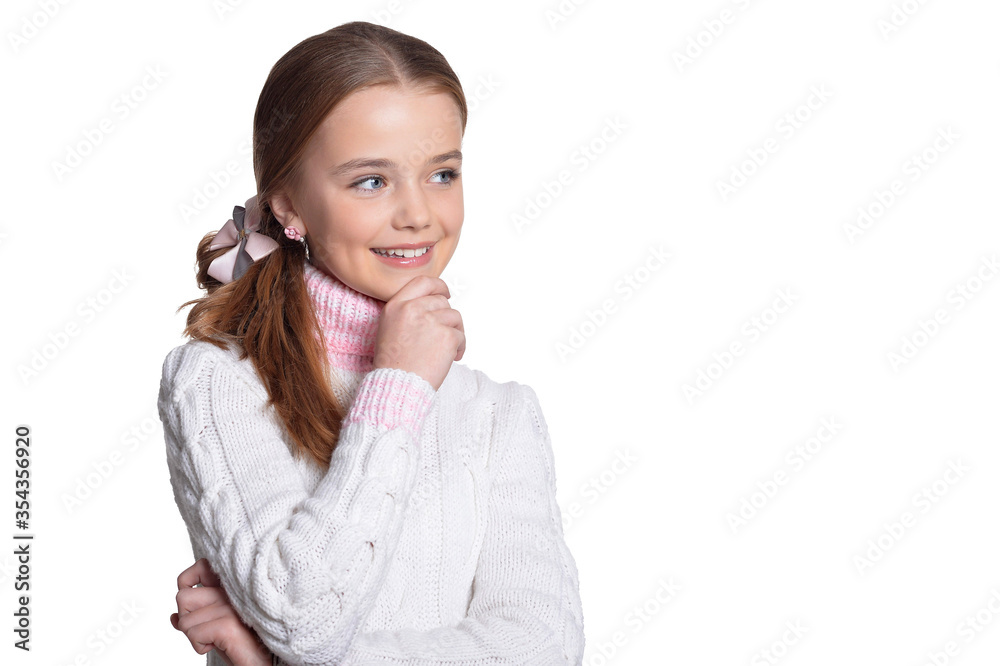 Cute little girl posing isolated on white background Cute little girl posing isolated on white background