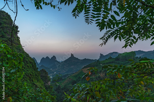 Xianggong Hill viewpoint view of Yangshuo landscape