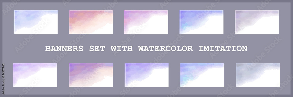 vector watercolor stains imitation of watercolor, a set of light multi-colored backgrounds for business cards posters banners office printing