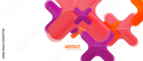 Glossy multicolored plastic style cross composition, x shape design, techno geometric modern abstract background. Trendy abstract layout template