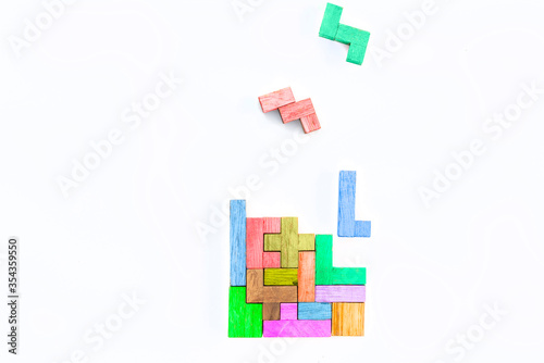 Geometric shapes in top view, creative and logical thinking concept.