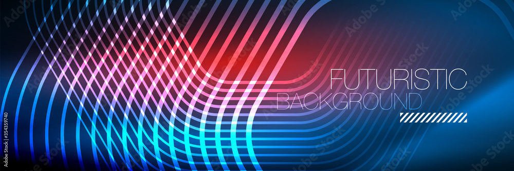 Shiny neon lines, stripes and waves, technology abstract background. Trendy abstract layout template for business or technology presentation, internet poster or web brochure cover, wallpaper Shiny neon lines, stripes and waves, technology abstract background. Trendy abstract layout template for business or technology presentation, internet poster or web brochure cover, wallpaper