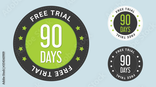 90 Days Free Trial stamp vector illustration. Free trial badges. Vector certificate icon. Vector combination for certificate in flat style.