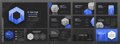 Modern powerpoint presentation templates set. Use for modern keynote presentation background, brochure design, website slider, landing page, annual report, company profile.