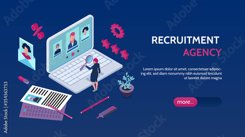 Recruitment Agency Isometric Banner