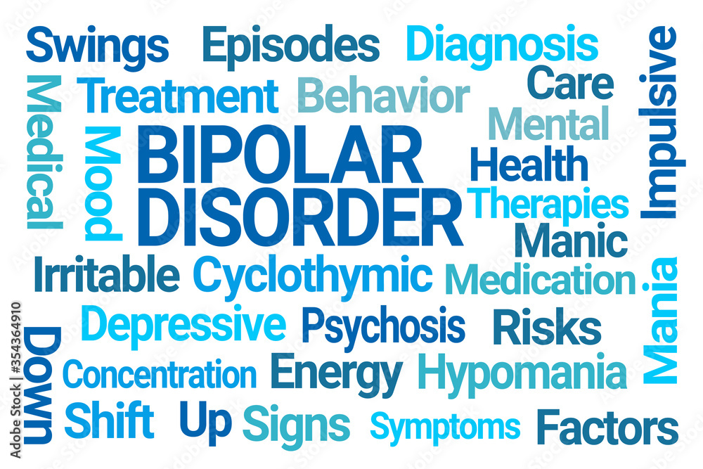 Bipolar Disorder Word Cloud on White Background Bipolar Disorder Word Cloud on White Background