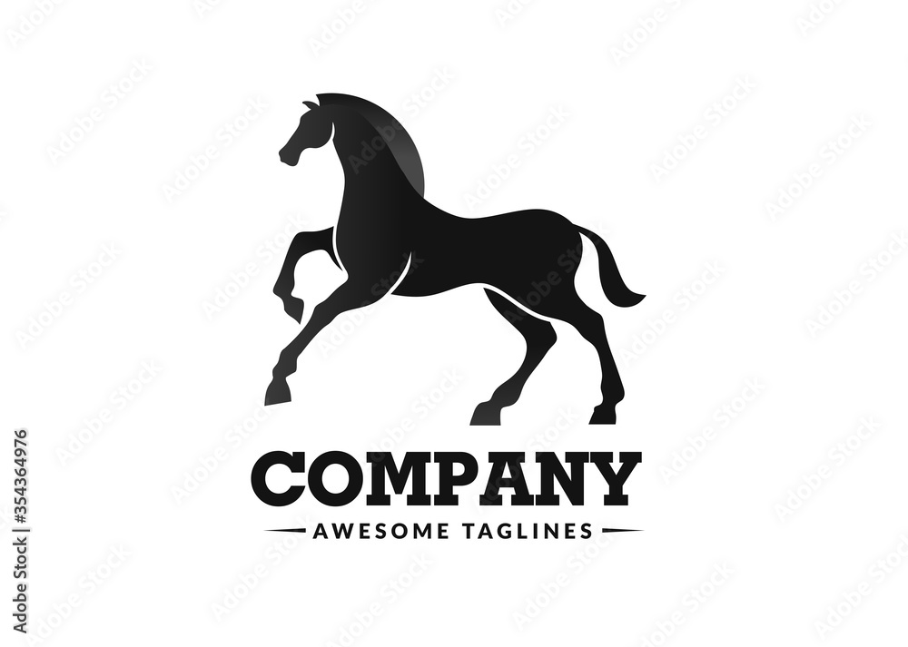 stylized illustration of Horse Silhouette Logo Design 