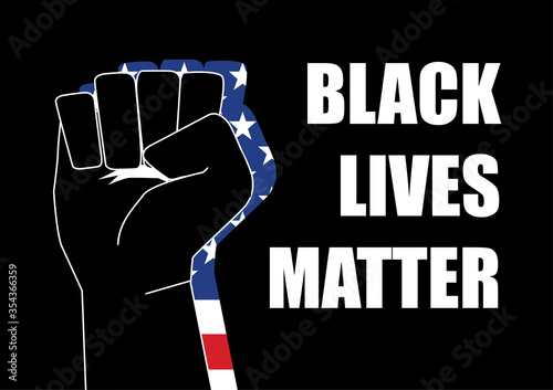 Illustration of Fists with Black Lives Matter Social Network Hashtag