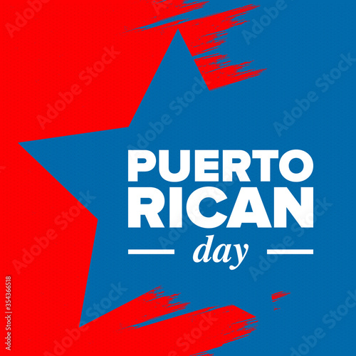 Puerto Rican Day. National happy holiday. Festival and parade in honor of independence and freedom. Puerto Rico flag. Latin american country. Patriotic elements. Vector poster illustration
