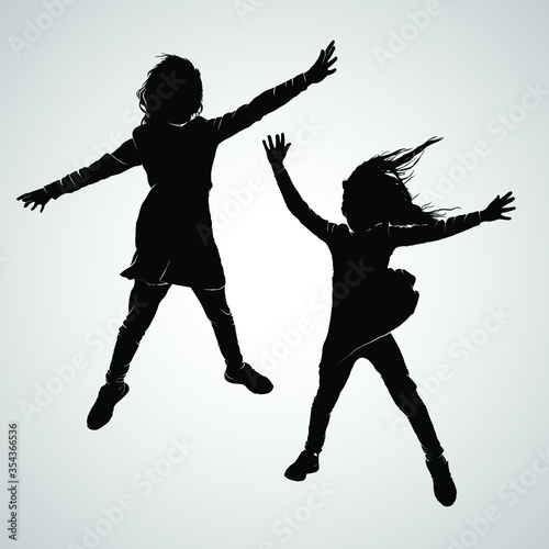 Jumping Girl isolated vector young happy funny
