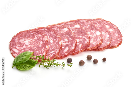 Salami Sausage, isolated on white background