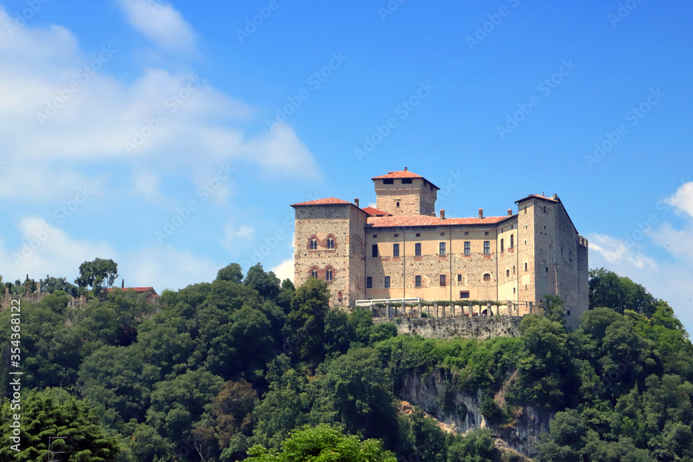 Rocca di Angera in Italia, Fortress of Angera village in Italy 