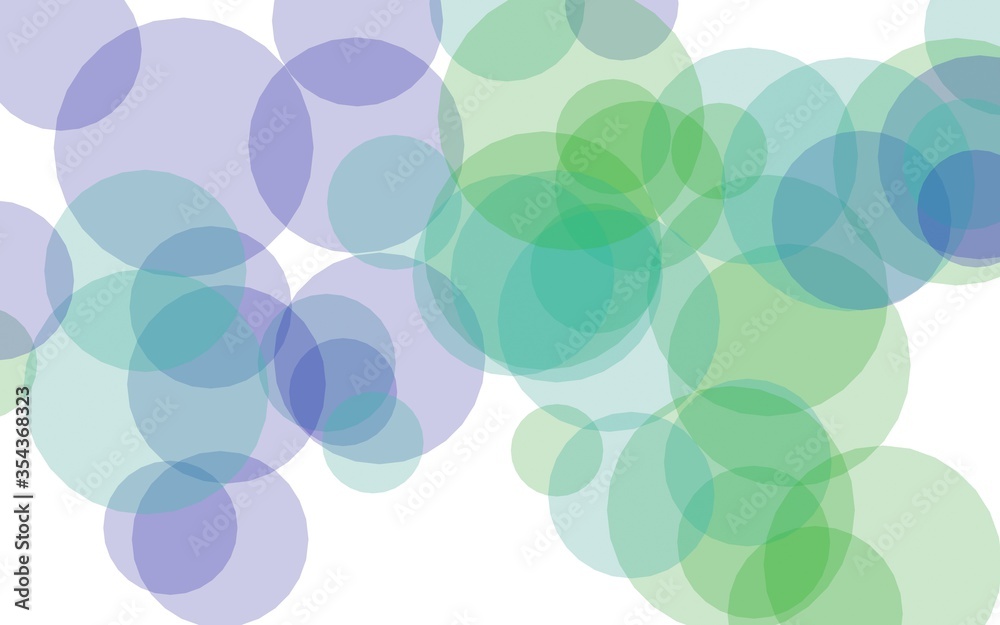 Multicolored translucent circles on a white background. Green tones. 3D illustration Multicolored translucent circles on a white background. Green tones. 3D illustration