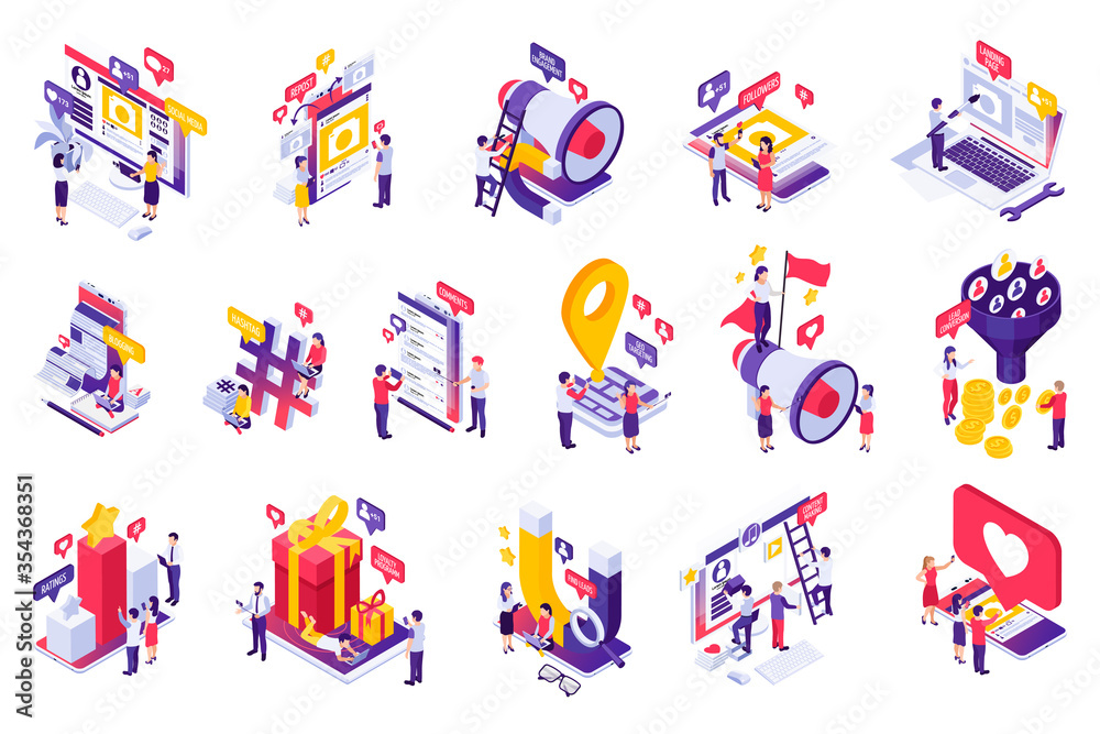 SMM Promotion Isometric Set SMM Promotion Isometric Set