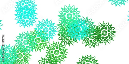 Light Green vector doodle background with flowers.