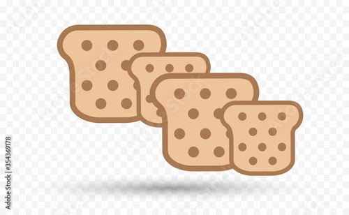  Bread vector icon on transparent background.