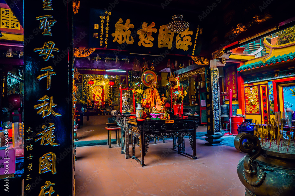 On Lang Temple (Hoi quan On Lang pagoda or Quan Am temple) or Ong Lao Temple - One of Vietnamese Chinese temple at Ho Chi Minh City (Saigon), Vietnam