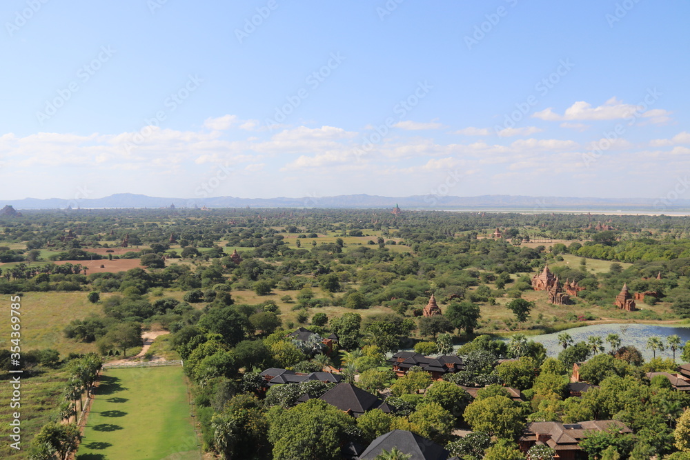 Panorama de la plaine de Bagan, Myanmar	