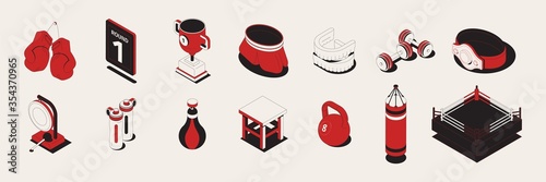 Isometric Boxing Icon Set